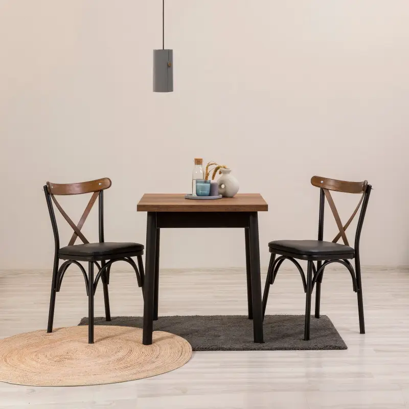 Set Masa Si Scaune  (3 Bucati) OlIver-kare-brk.syh Table  &  Chairs Set, 75x75x120 Cm