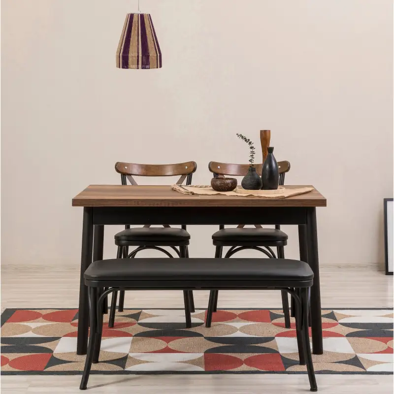 Set Masa Si Scaune  (4 Bucati) Olver Sbt Barok-black Table  &  Chairs 1, 77x75x120